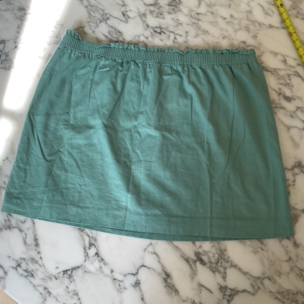 NWOT J Crew Linen-cotton blend city skirt Green sz 24 - small hole near pocket - Picture 3 of 9